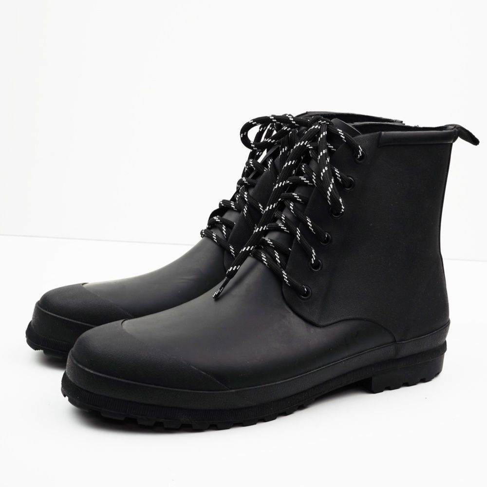 New MADEWELL Size 6 The Lace-Up Lugsole Rain Boot in Black - Picture 5 of 6